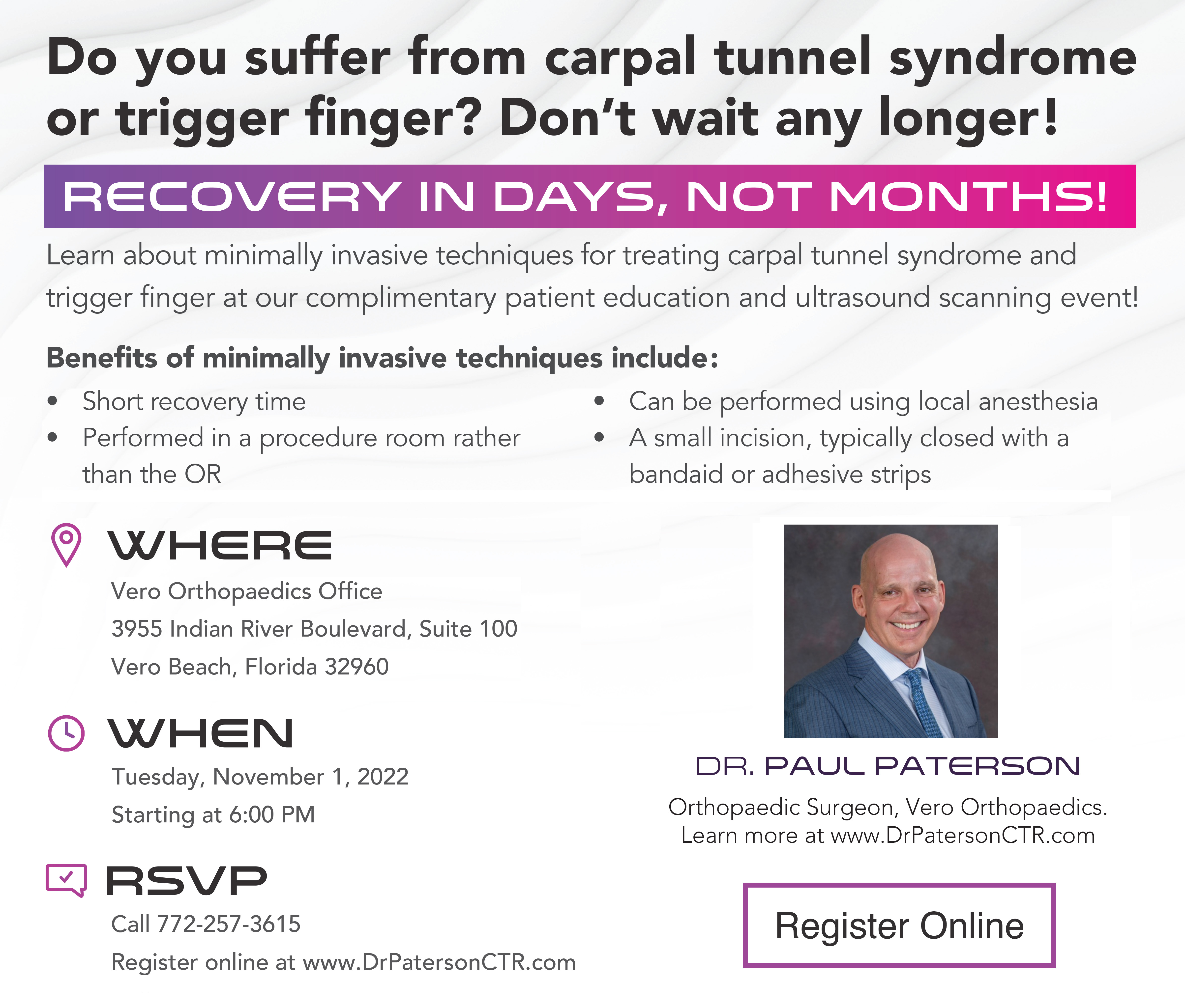 Dr. Paterson Carpal Tunnel Syndrome/Trigger Finger Seminar